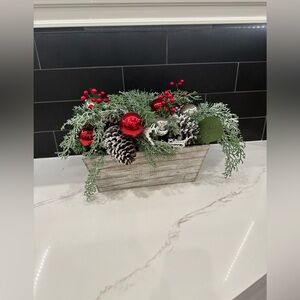 Southern Living Holiday Centerpiece with Red and Silver Touches